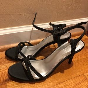 Black and rhinestone heels